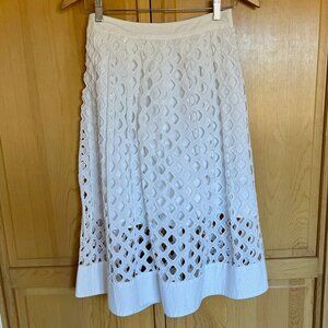 White eyelet midi skirt